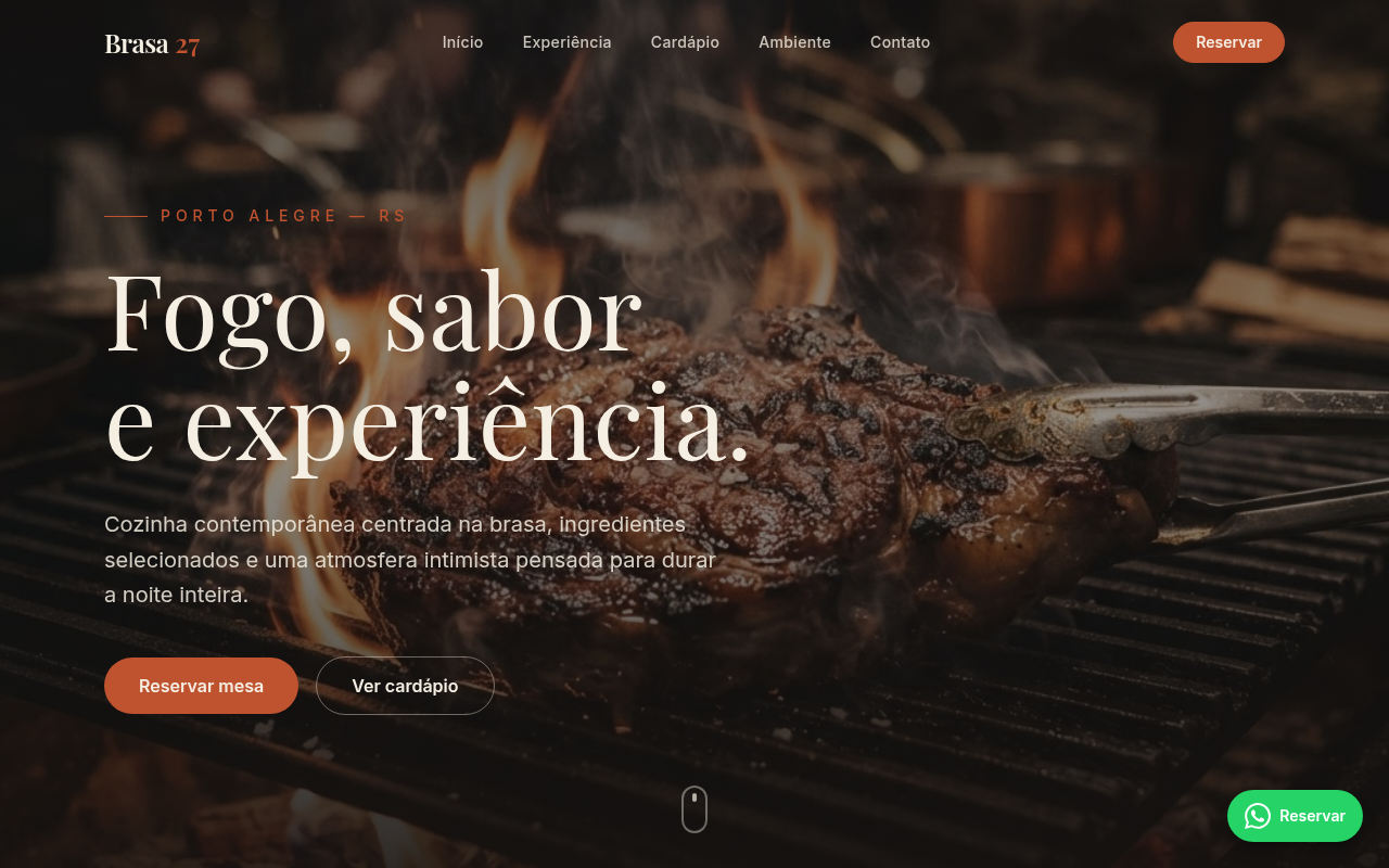 Prévia do site Brasa 27, criado pela KIOREVA